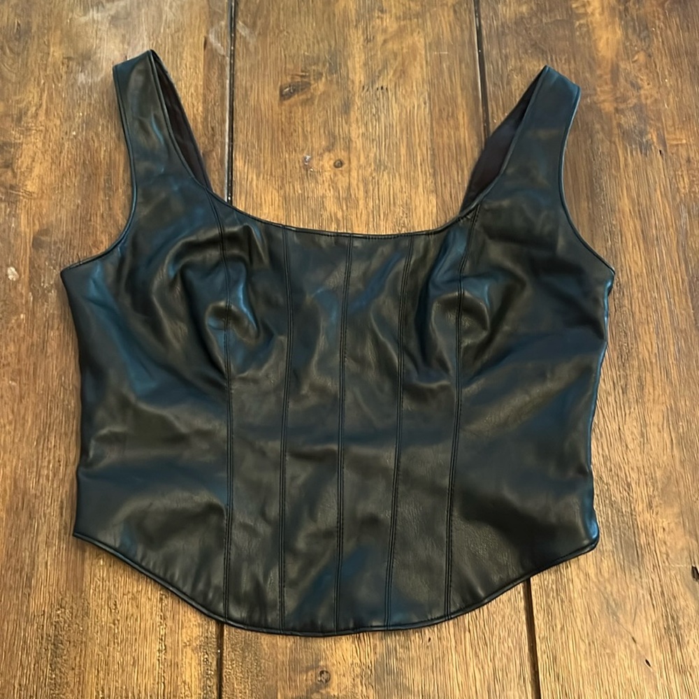 Abercrombie and Fitch Black Leather Tank Top Size S